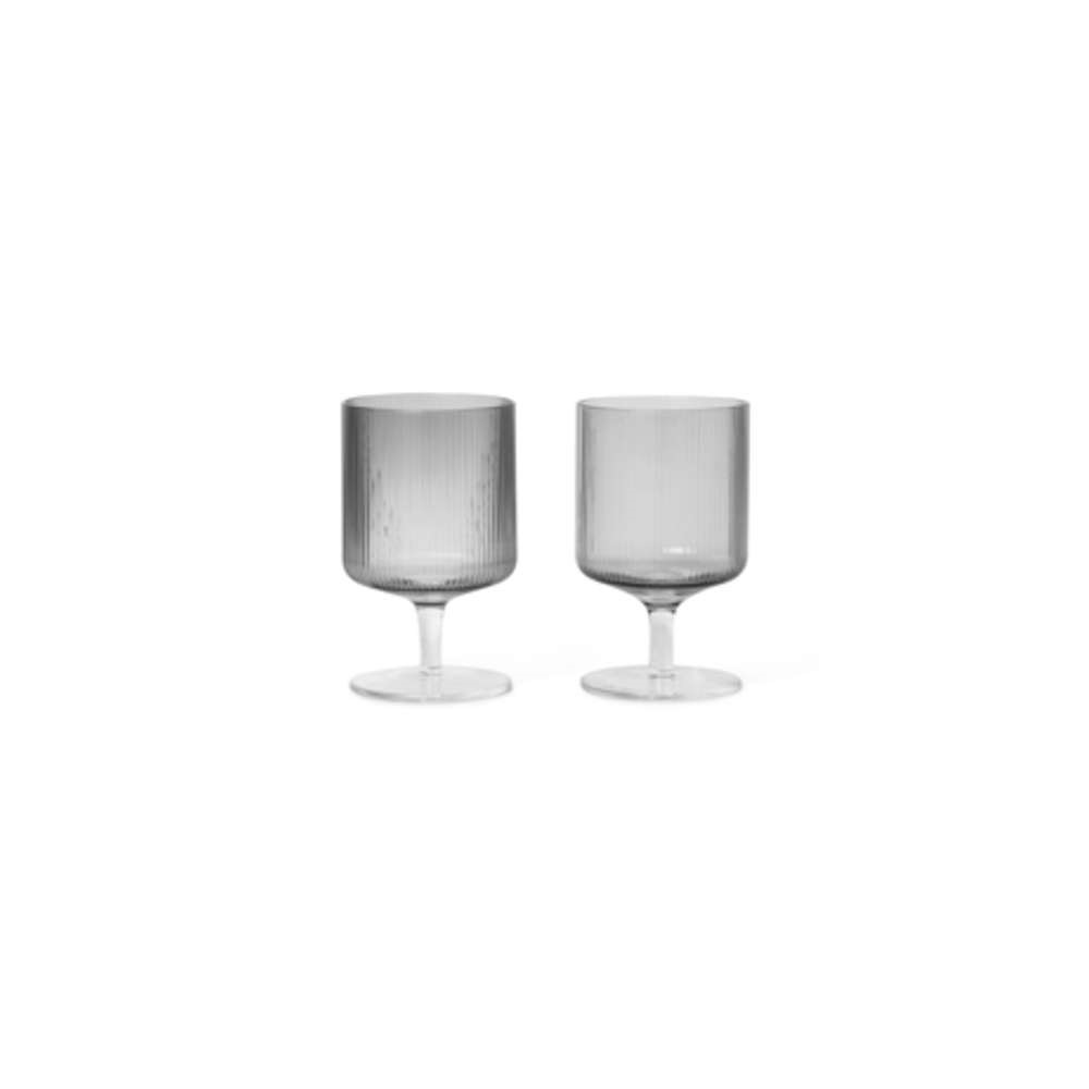 ferm LIVING – Ripple Wine Glasses Set of 2 Smoked Grey ferm LIVING