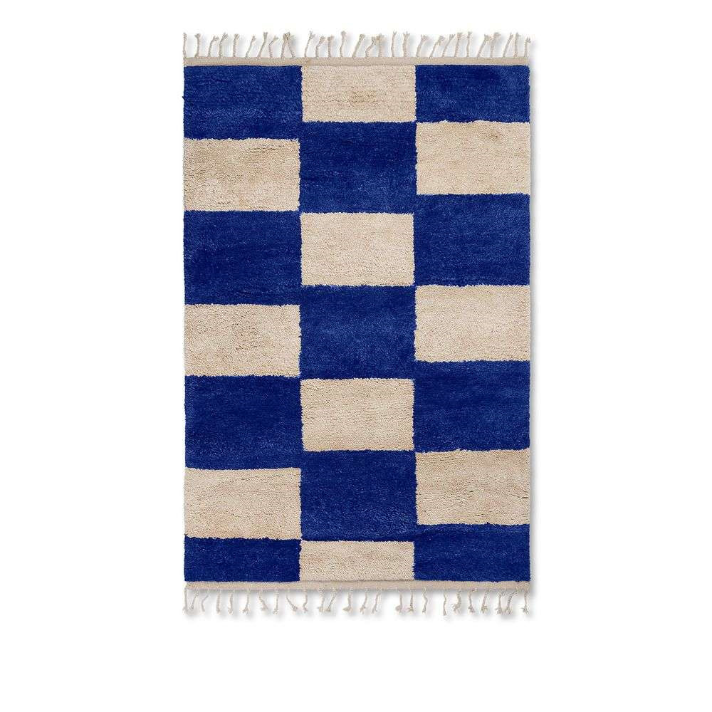ferm LIVING – Mara Knotted Rug L Bright Blue/Off-White