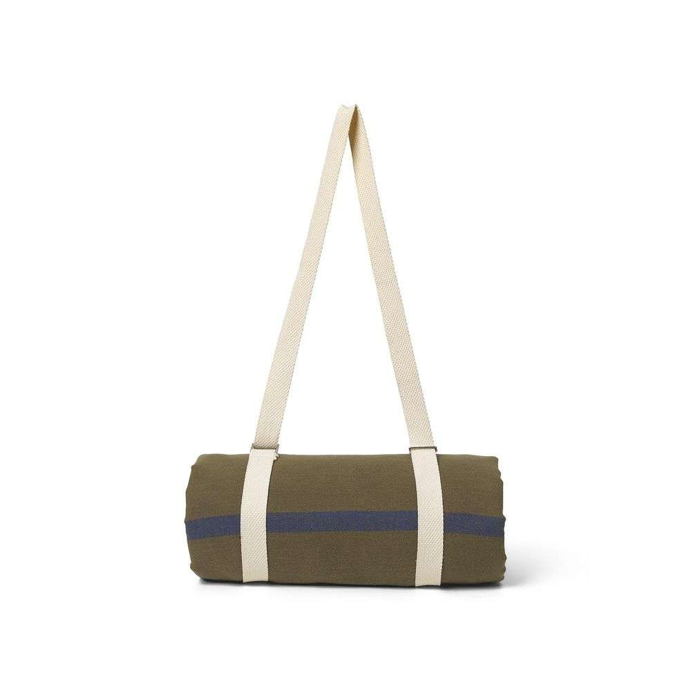 Ferm Living Yard Picnic Blanket Olive/Bright Blue