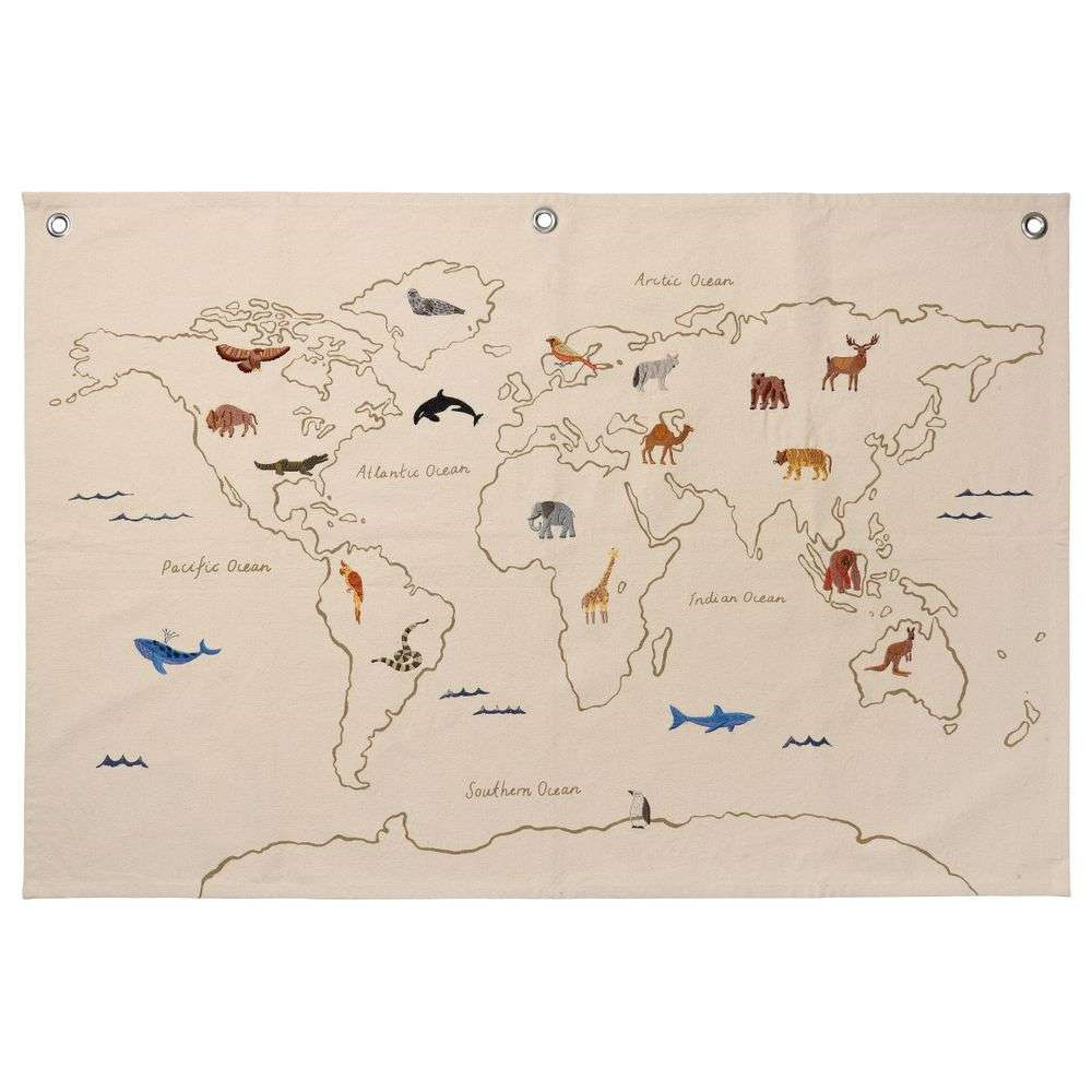 Bilde av Ferm Living - The World Textile Map Off-white Ferm Living