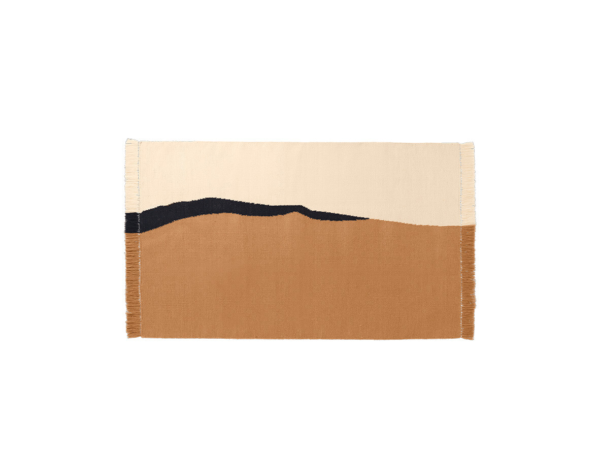 Ferm Living - Soil Kelim Rug 140x200 Dark Sand/Off-White