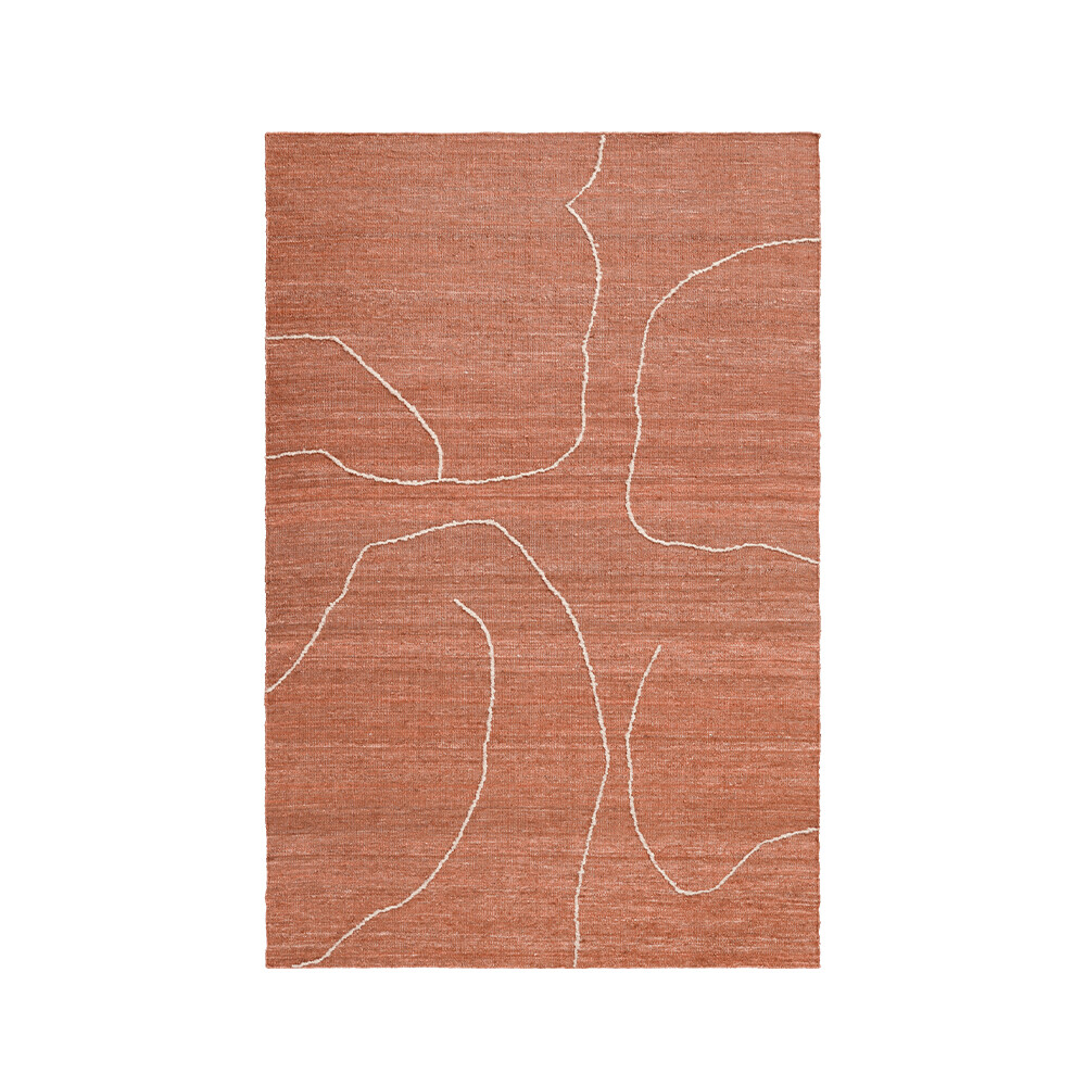 ferm LIVING - Gesso Jute Gulvtæppe 170x240 Terracotta/Off-White