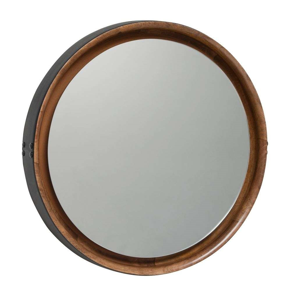 Mater Sophie Mirror Large Natural Mango Wood/Black Leather