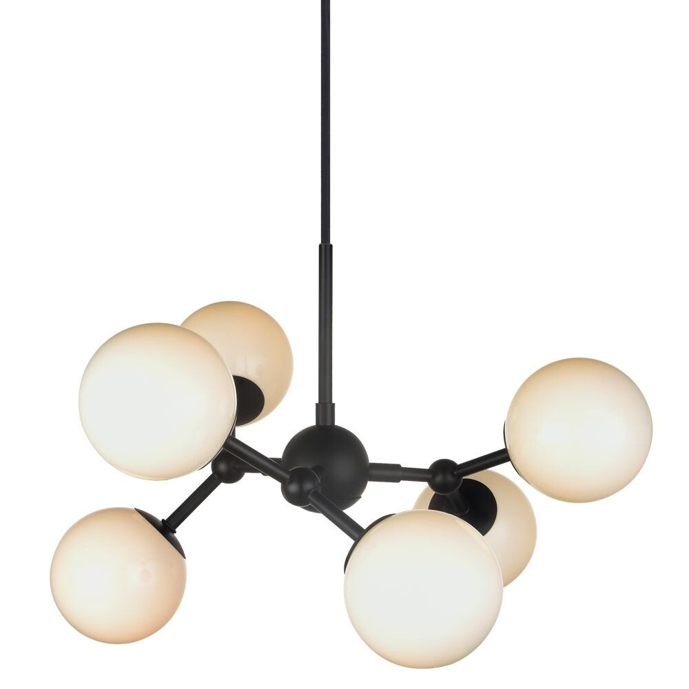 Atom, Pendel lampe, 6 x LED by Halo Design (D: 45 cm. x H: 17,5 cm., Sort/Opal)