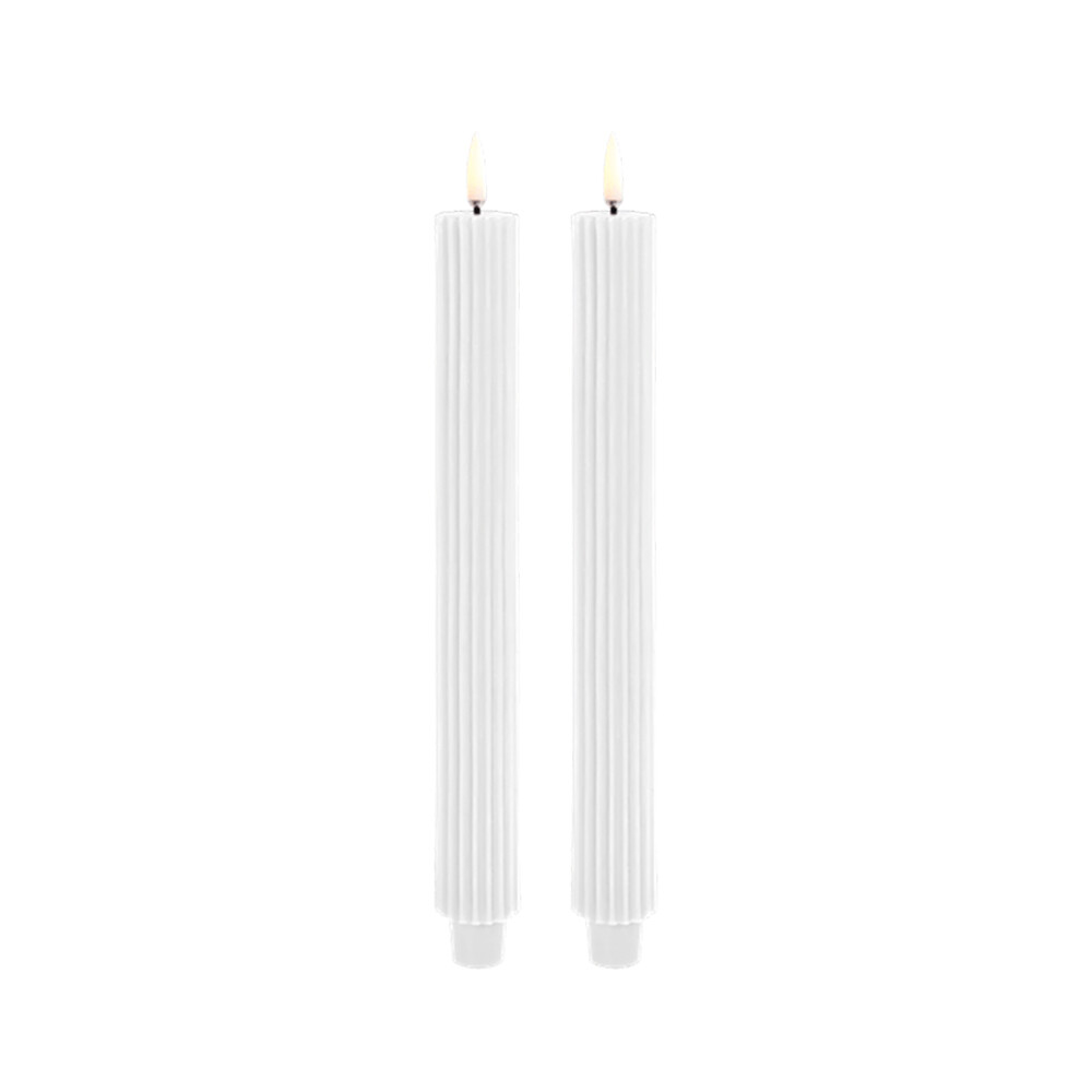 Uyuni – Taperljus LED Grooved 2-pack 3,2×25,5 cm Nordic Vit/Smooth Lighting