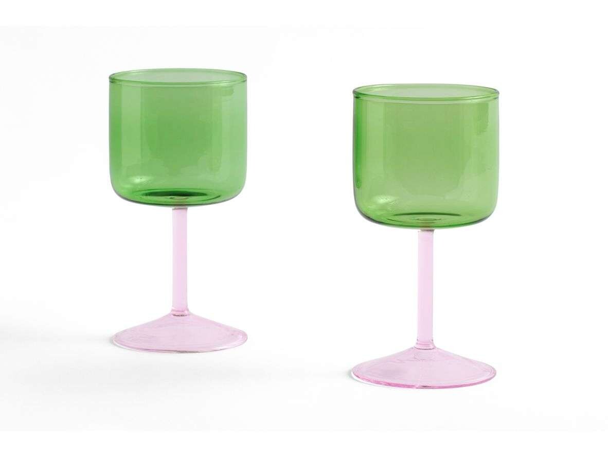 HAY – Tint Wine Glass Set of 2 Green/ Pink HAY
