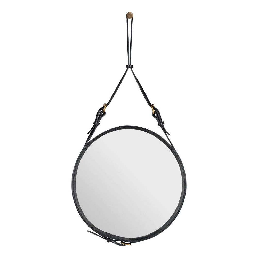 Bilde av Gubi - Adnet Wall Mirror Circular Ø45 Black Leather