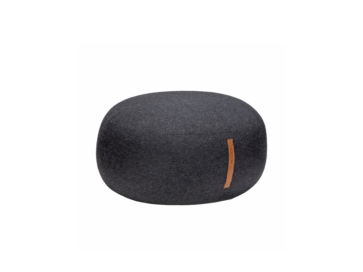 Hübsch – Mochi Pouf Ø70 Dark Grey