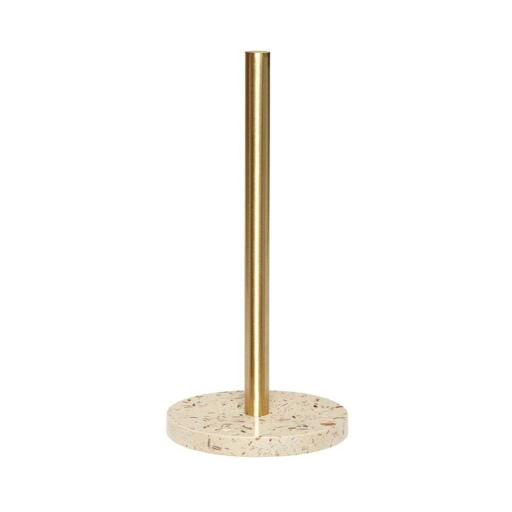 Hübsch – Pure Kitchen Roll Holder Brass/Terrazzo