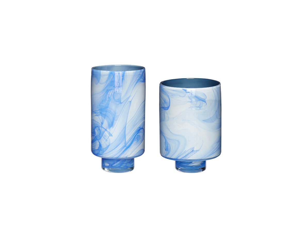Bilde av Hübsch - Cloud Vases 2 Pcs. Blue/white Hübsch