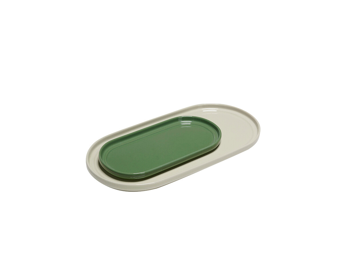 Bilde av Hübsch - Amare Serving Trays Set Of 2 Sand/green Hübsch