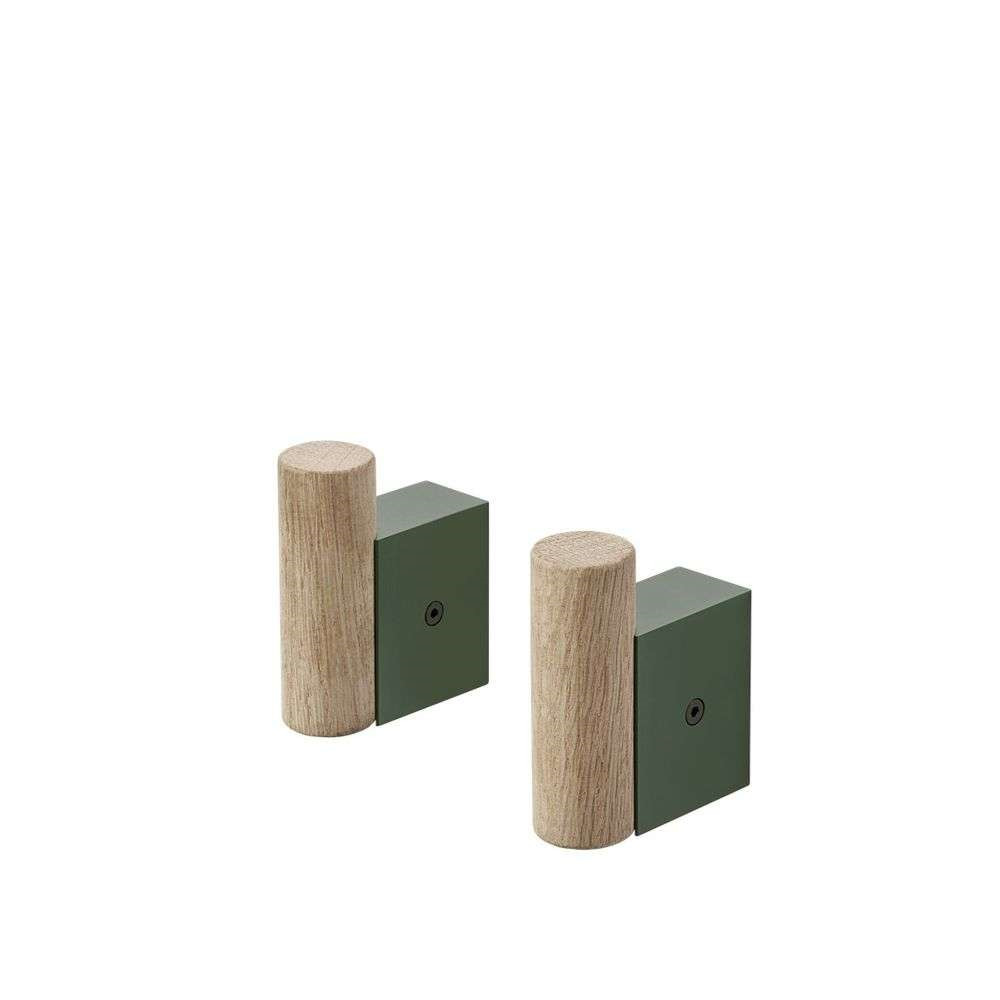 Muuto – Attach Coat Hook Set of 2 Oak/Dark Green