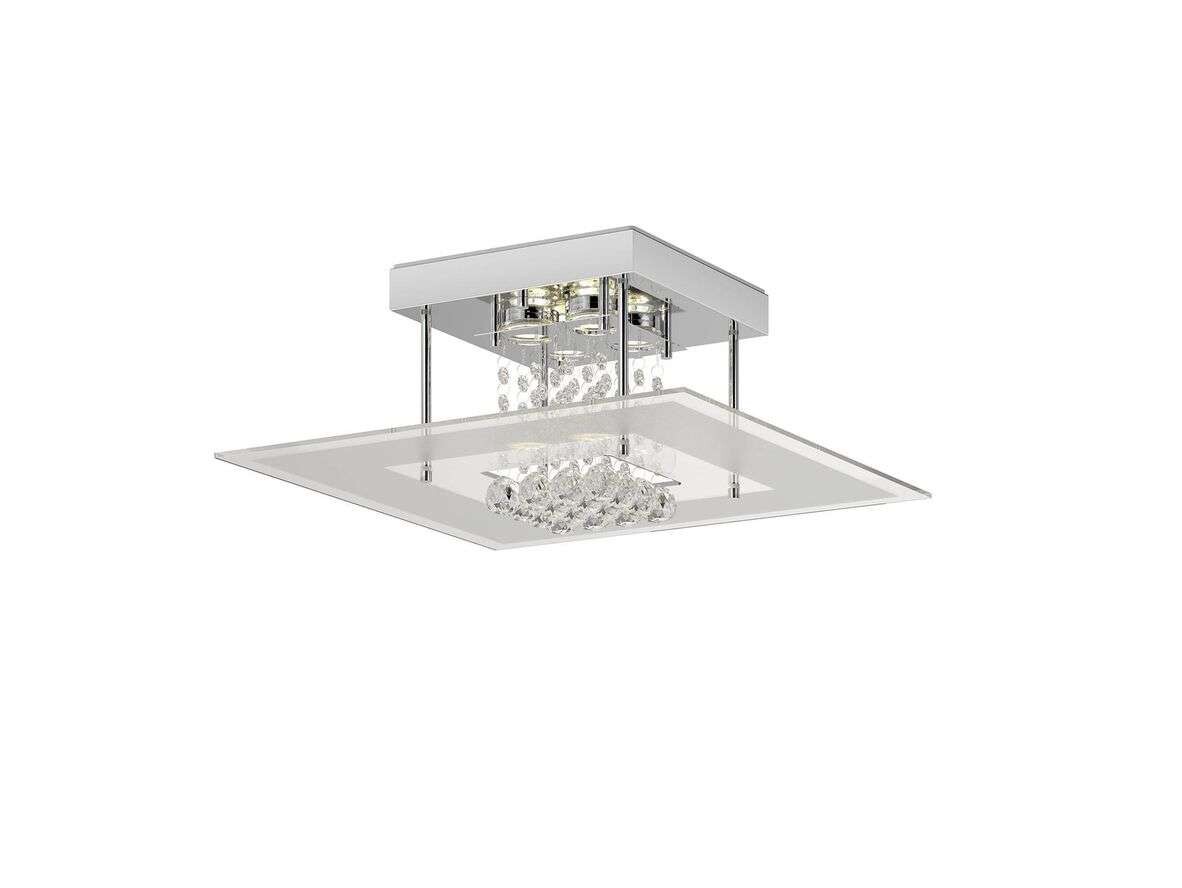 Lindby – Lisandra LED PlafondIP44 Chrome/Clear