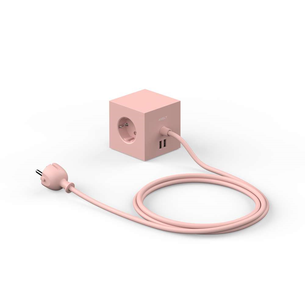 Avolt Square 1 USB A & Magnet 18m Old Pink