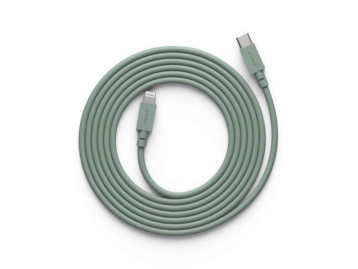 Avolt Stikdåser - Cable 1 USB-C to Lightning 2m Oak Green Avolt