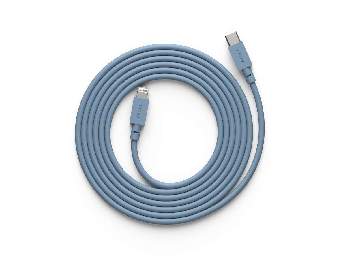 Avolt Stikdåser - Cable 1 USB-C to Lightning 2m Shark Blue Avolt