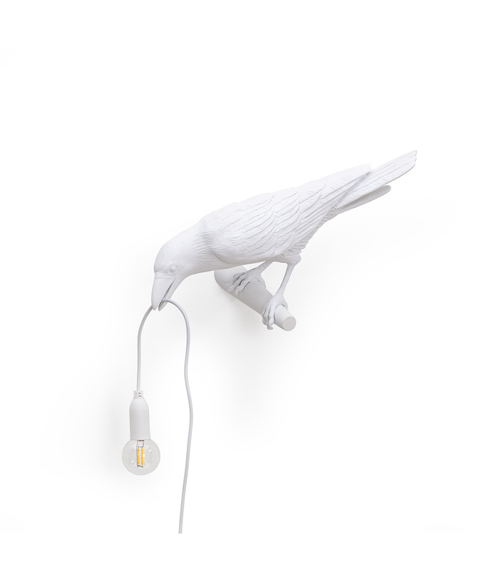 Seletti Bird Lamp Looking Left Udendørsvæglampe Hvid