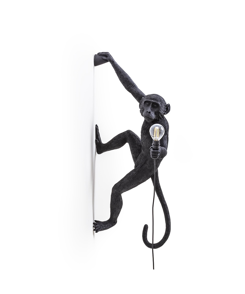 Bilde av Seletti - Monkey Hanging Utendørs Vegglampe Right Svart Seletti