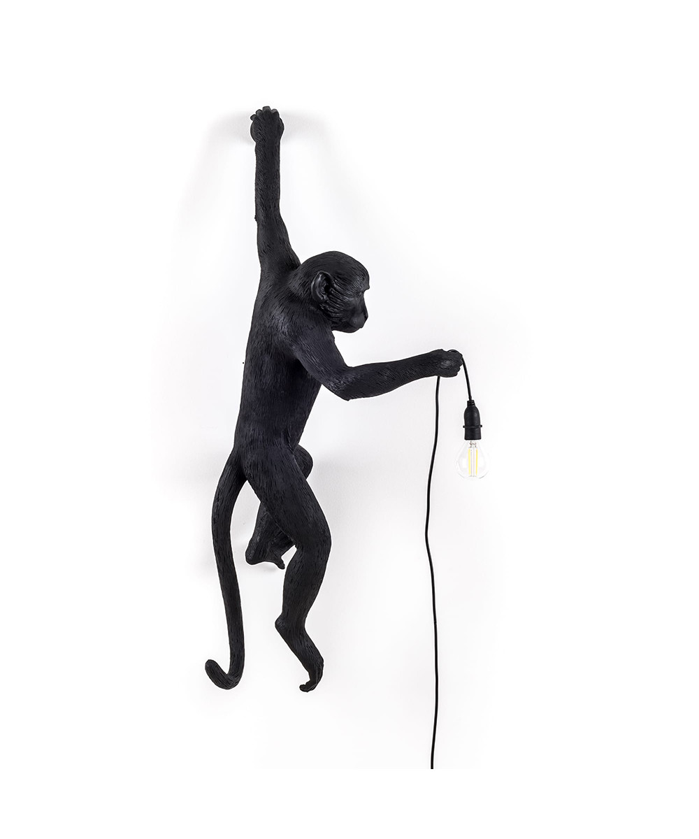 Bilde av Seletti - Monkey Hanging Utendørs Vegglampe Left Svart Seletti
