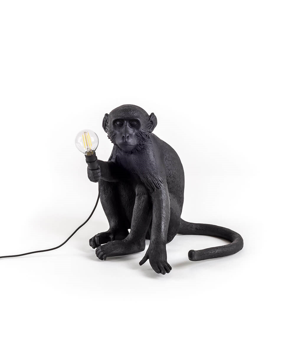 Seletti – Monkey Sitting Udendørs Bordlampe Sort