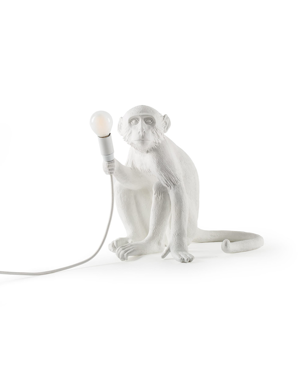 Monkey Lamp deko LED-terrasselampe, hvid, siddende