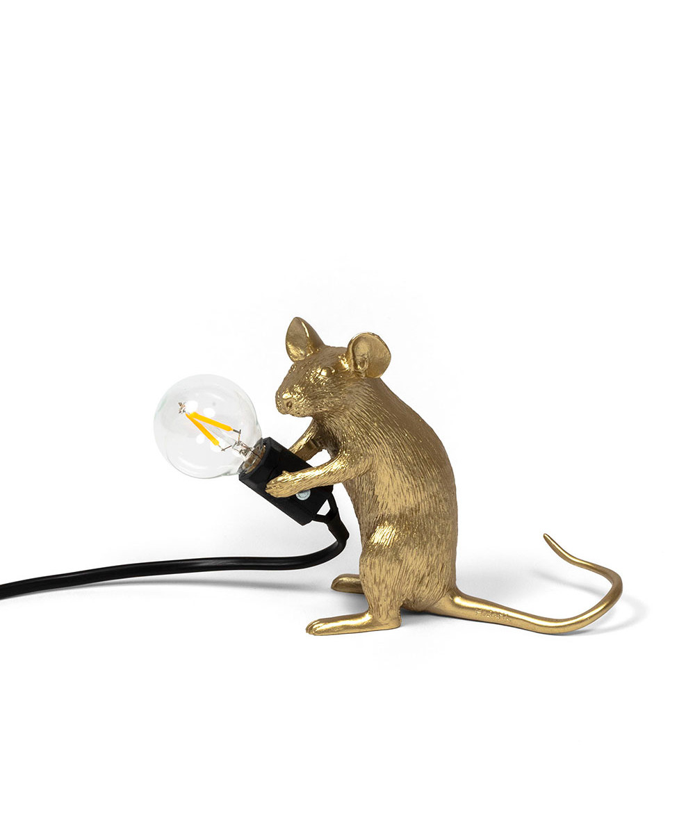 Seletti – Mouse Lamp Mac Sitting Bordlampe Guld