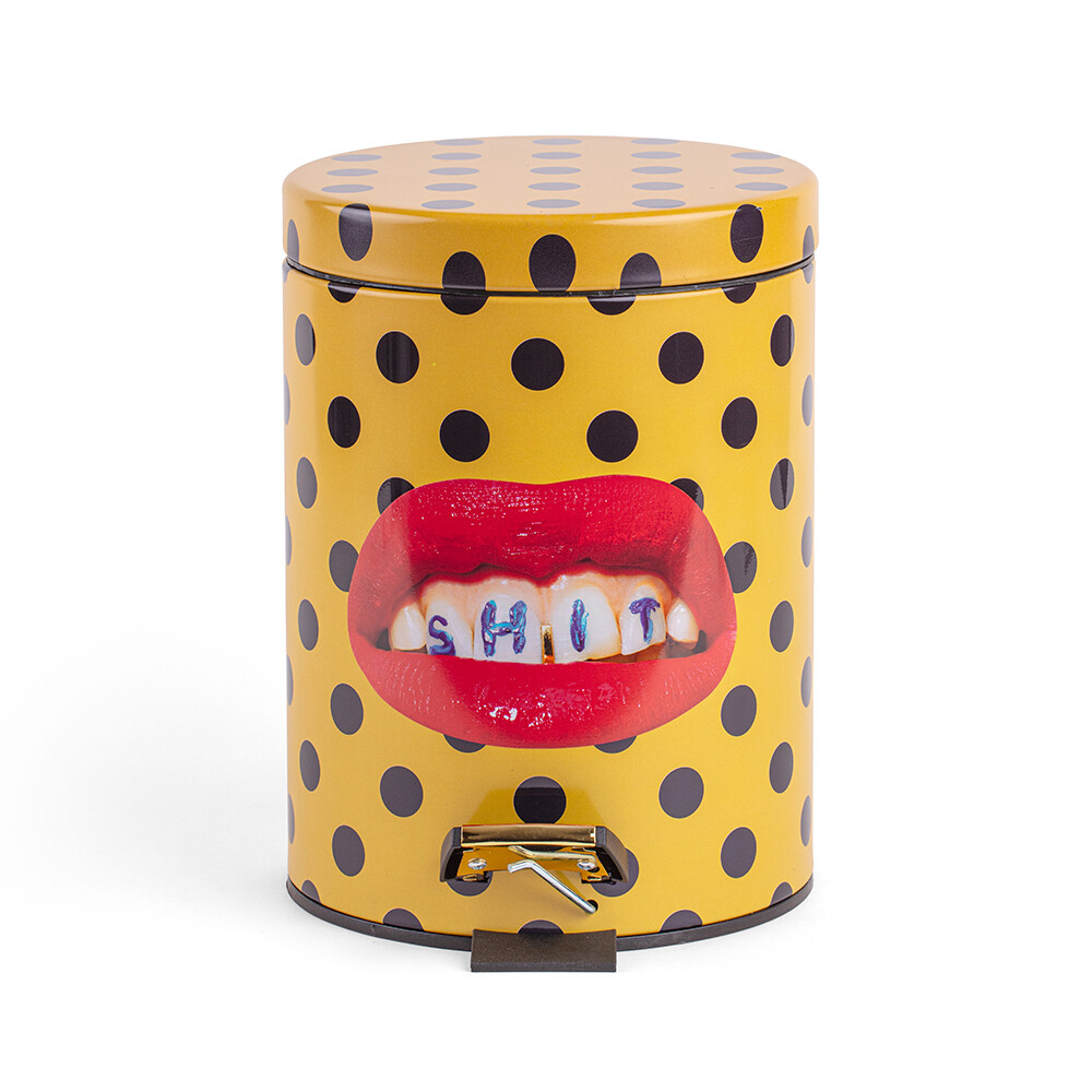 Seletti – Shit Toiletpaper Home Dustbin Ø25xH39,5 Gul/Svart/Multicolor