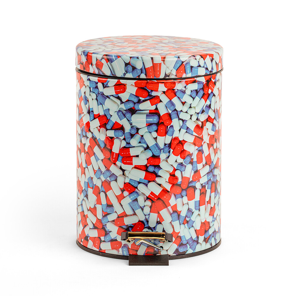 Seletti – Pills Toiletpaper Home Dustbin Ø 20,5 H. 27,5 Vit/Röd/Blå