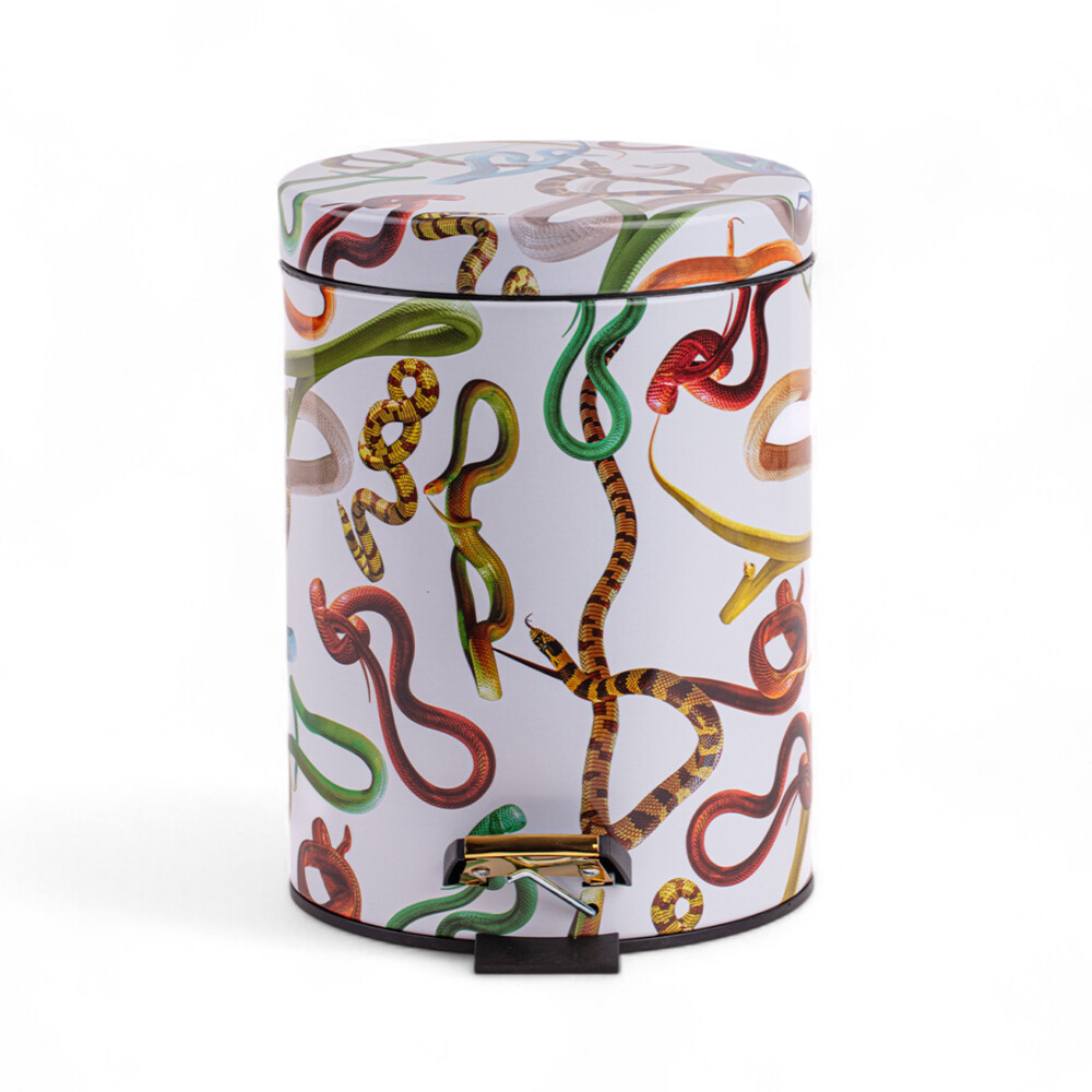 Seletti – Snakes Toiletpaper Home Dustbin Ø20,5xH27,5 Vit/Multicolor