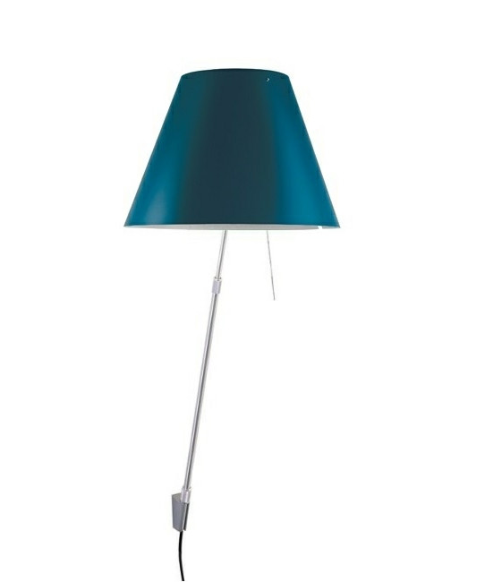 Luceplan Costanza Væglampe m/Dimmer Alu/ Petroleum Blue