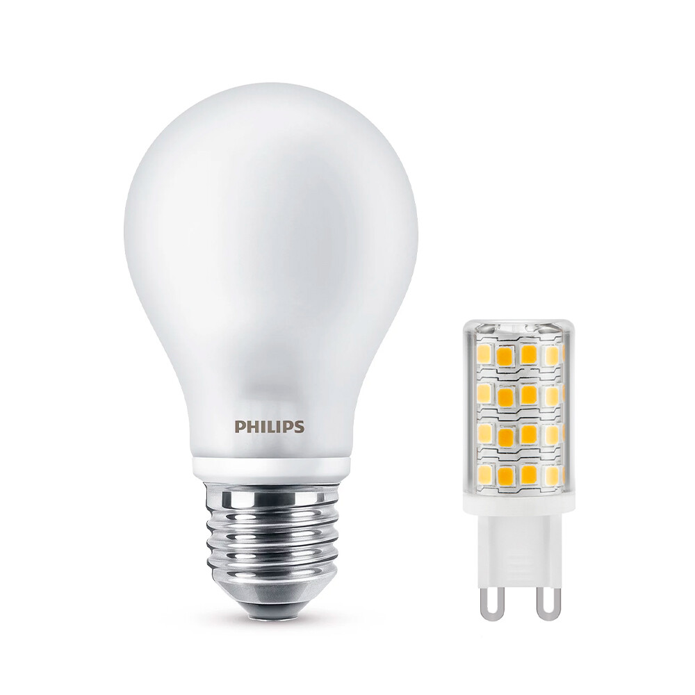 Philips & e3light – Päronlampor LED Set 1x E27 (1055lm & 1x G9 (410lm)