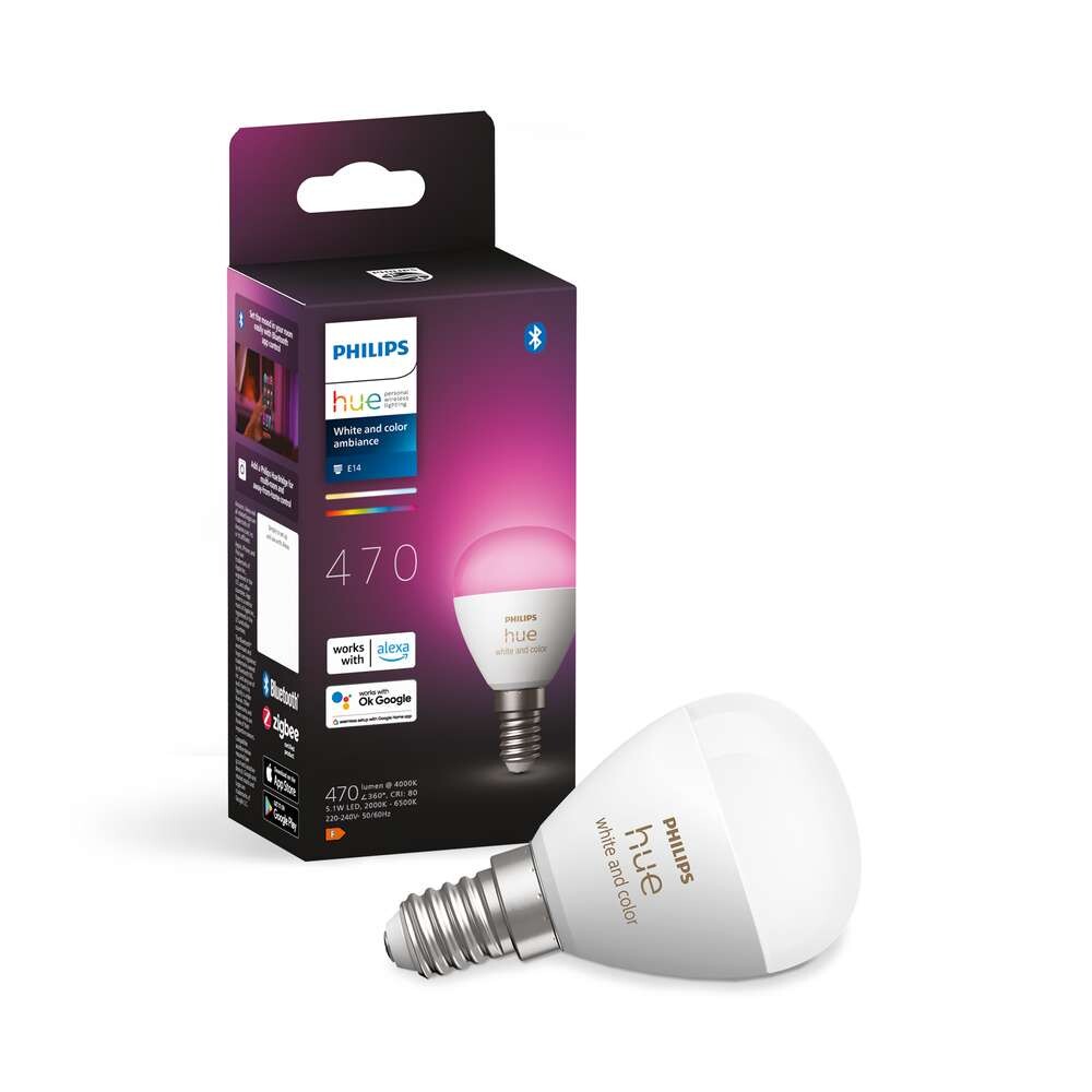 Philips Hue – Philips Hue White&Color Amb. 5,1W Luster Klot E14 Philips Hue