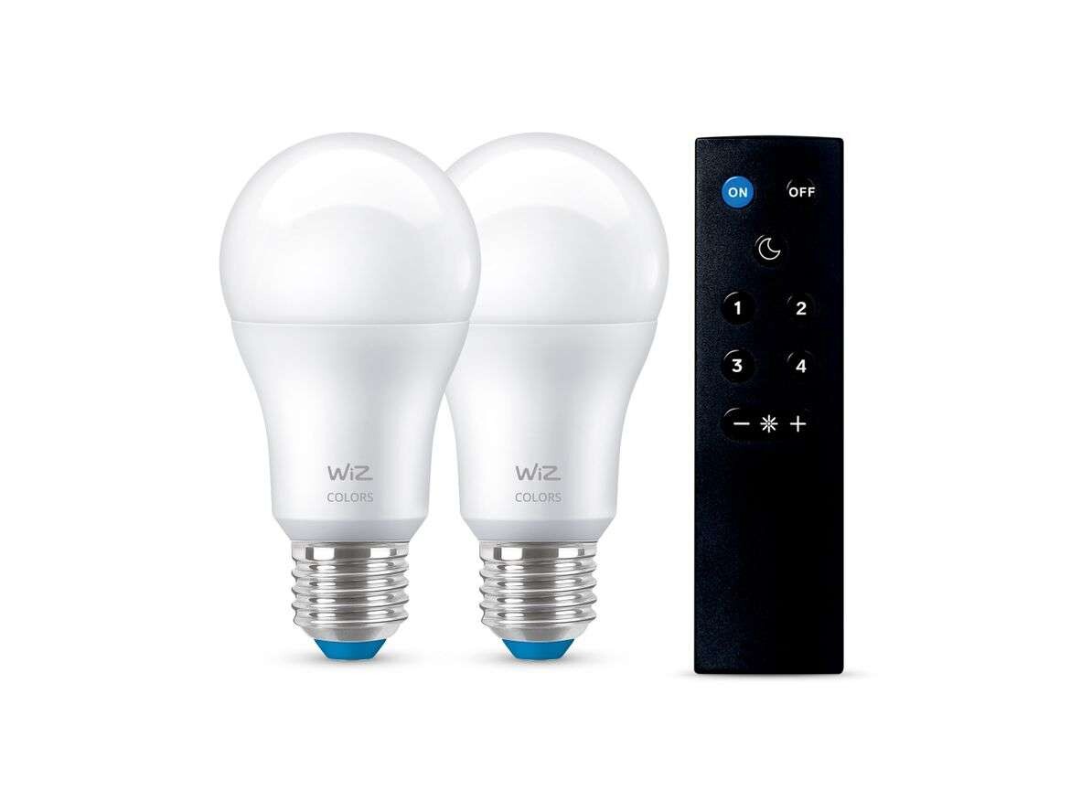 WiZ – Glödlampor Smart Color 8,5W 806lm 2200-6500K RGB 2-pack E27 & Remote WiZ