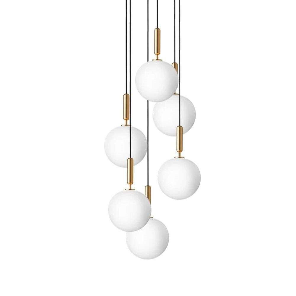 Nuura Miira 6 Large Lysekrone Brass/Opal White