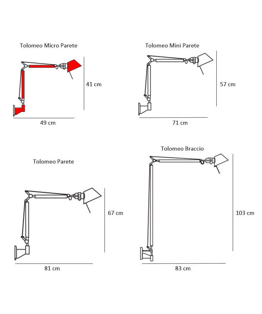Artemide Tolomeo Micro Parete Væglampe Alu Artemide